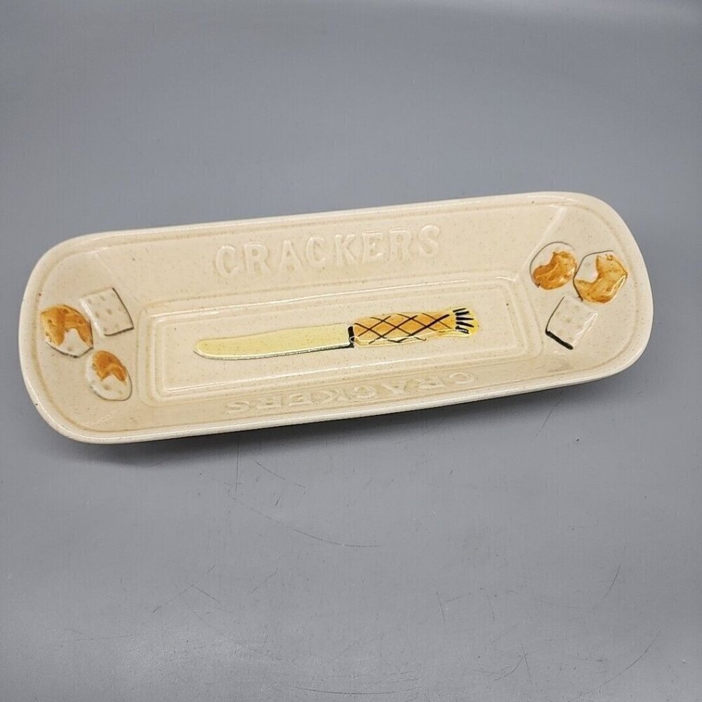 California Los Angeles Pottery Yellow Crackers Tray #49  USA Vintage 1969